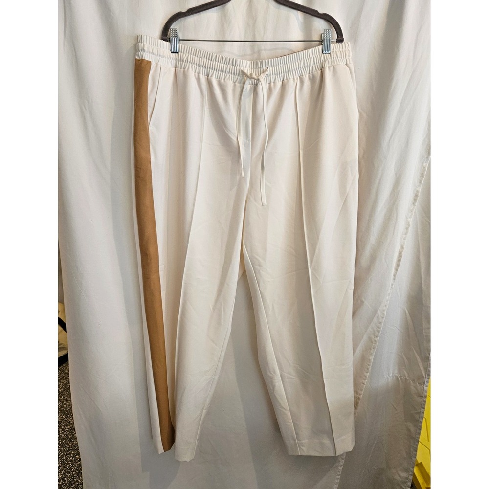 Lane Bryant Perfect Drape Ankle Pants Womens Plus 20 Ivory Tan Colorblock